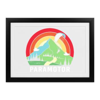 Gleitschirmflieger Gleitschirmfliegen Paragliding - Gerahmtes Poster (37 × 27 cm) - Schwarz - Vorne