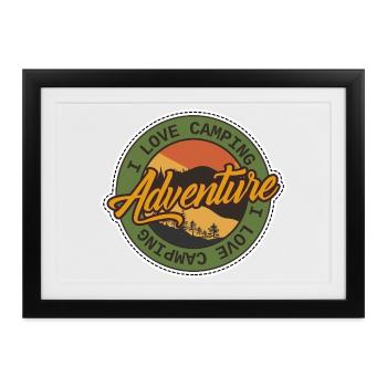 Adventure Camping Badge - Gerahmtes Poster (37 × 27 cm) - Schwarz - Vorne