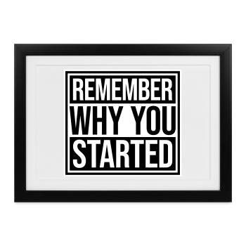 Always Remember Why You Started Motivation Spruch - Gerahmtes Poster (37 × 27 cm) - Schwarz - Vorne