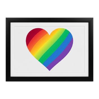 Gradient Rainbow Heart - Gerahmtes Poster (37 × 27 cm) - Schwarz - Vorne
