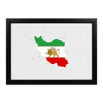 Iran Flagge Löwe und Sonne - شیر خورشید - Gerahmtes Poster (37 × 27 cm) - Schwarz - Vorne
