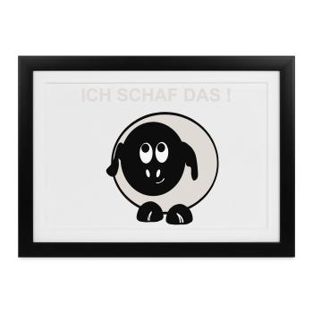Ich schaff das Schaf Motiv - Gerahmtes Poster (37 × 27 cm) - Schwarz - Vorne