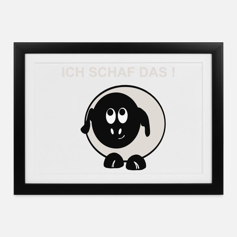 Ich schaff das Schaf Motiv - Gerahmtes Poster (37 × 27 cm) - Schwarz