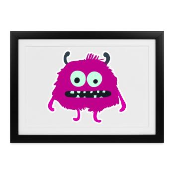 Lila, pelziges Monster | Süßes, albernes Wesen - Gerahmtes Poster (37 × 27 cm) - Schwarz - Vorne