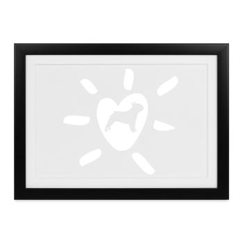 Herz Mops Sonnenstrahlen Hund Fan Liebe - Gerahmtes Poster (37 × 27 cm) - Schwarz - Vorne