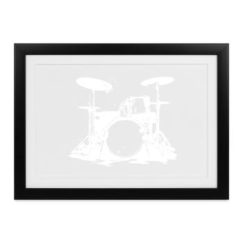 Drumset Skizze - Gerahmtes Poster (37 × 27 cm) - Schwarz - Vorne