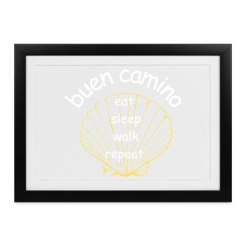 BuenCamino Muschel Motiv - Gerahmtes Poster (37 × 27 cm) - Schwarz - Vorne