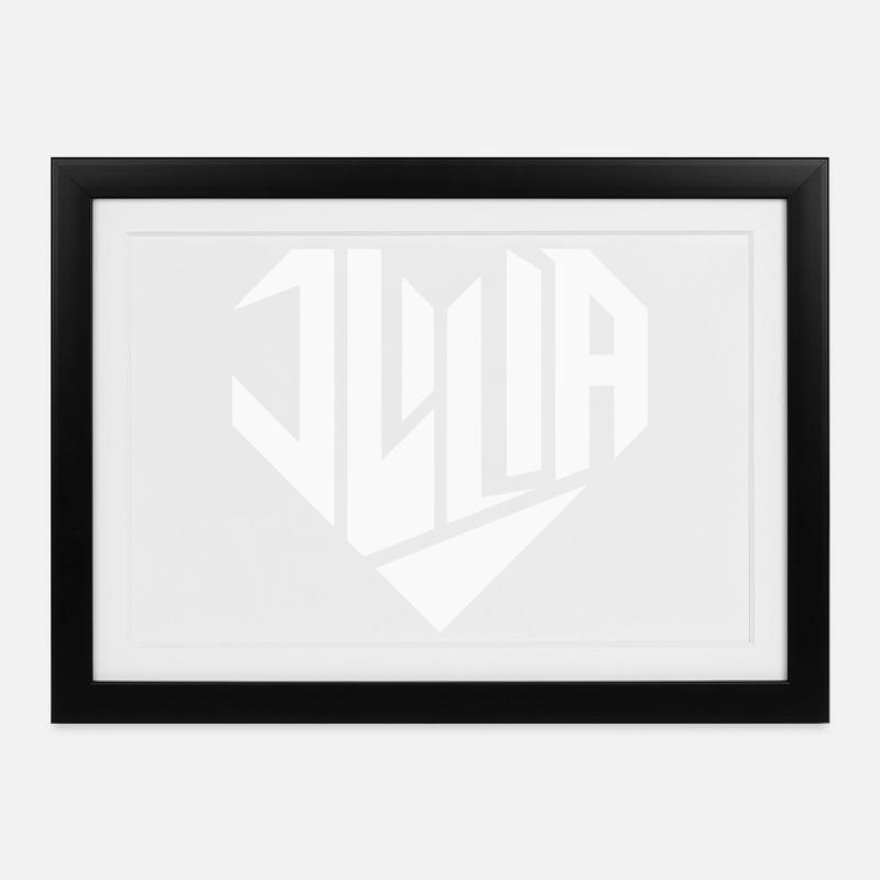 Julia Nom Design Coeur Design - Couleur Variable - Affiche encadrée (37 × 27 cm) - noir