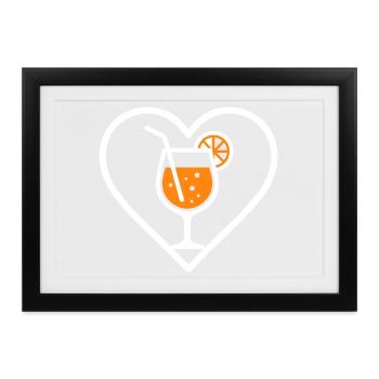 Spritz Herz Cocktail Orange Drink Sommer - Gerahmtes Poster (37 × 27 cm) - Schwarz - Vorne