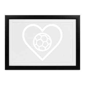 Herz Handball – Team-Sportliebhaber - Gerahmtes Poster (37 × 27 cm) - Schwarz - Vorne