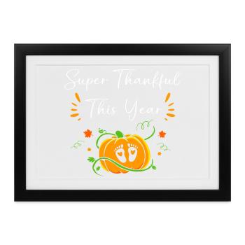 Thanksgiving Gender Reveal Werdende Mutter - Gerahmtes Poster (37 × 27 cm) - Schwarz - Vorne