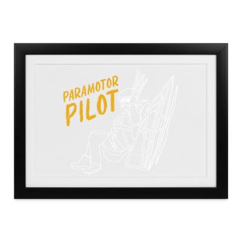 Gleitschirm Gleitsegelfliegen Paragliding - Gerahmtes Poster (37 × 27 cm) - Schwarz - Vorne