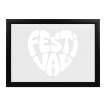 Festival 26 - Herz Form - Herzform - Festival 2026 - Gerahmtes Poster (37 × 27 cm) - Schwarz - Vorne