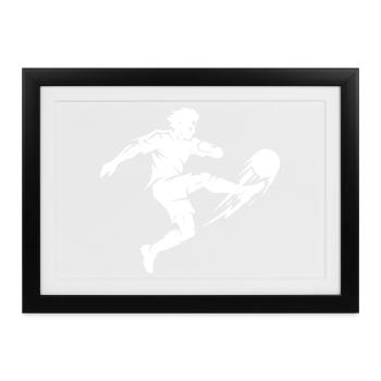 Fussballer Silhouette - Gerahmtes Poster (37 × 27 cm) - Schwarz - Vorne