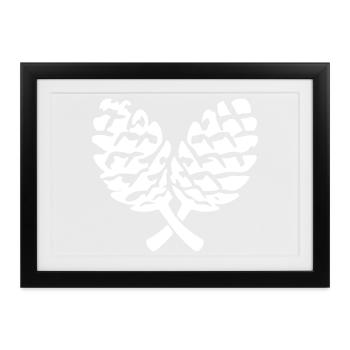 Tannenzapfen Symbol Zapfen - Gerahmtes Poster (37 × 27 cm) - Schwarz - Vorne
