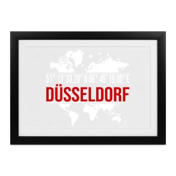 Düsseldorf - Gerahmtes Poster (37 × 27 cm) - Schwarz - Vorne