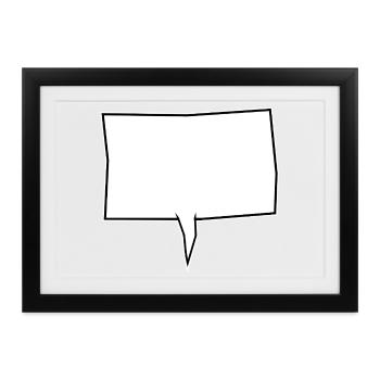 Eckige Sprechblase in Weiß - Gerahmtes Poster (37 × 27 cm) - Schwarz - Vorne