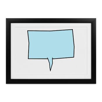 Eckige Sprechblase in Türkis - Gerahmtes Poster (37 × 27 cm) - Schwarz - Vorne