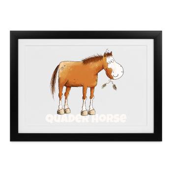 American Quarterhorse Quader Horse Wortspiel - Gerahmtes Poster (37 × 27 cm) - Schwarz - Vorne