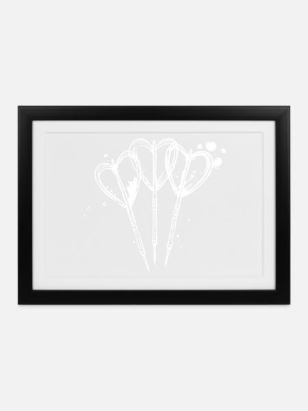 Dartpfeile Line Art - Gerahmtes Poster (37 × 27 cm) - Schwarz