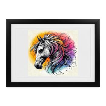 Pferd - Gerahmtes Poster (37 × 27 cm) - Schwarz - Vorne