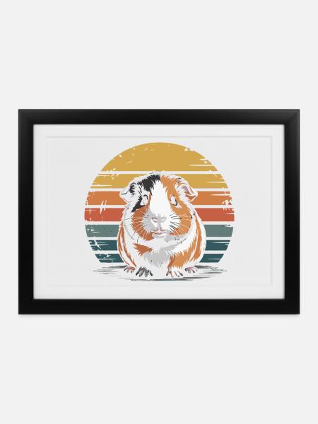 Meerschweinchen, süß - Gerahmtes Poster (37 × 27 cm) - Schwarz