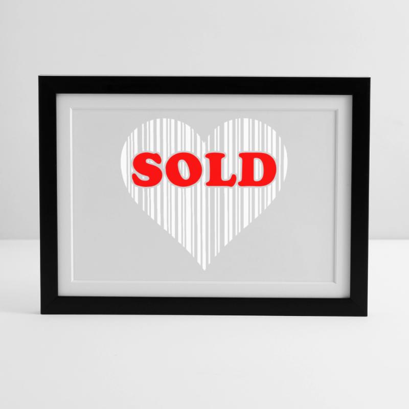 Herz Barcode Liebe – Sold Code Strichcode Geschenk Gerahmtes Poster (37 × 27 cm)