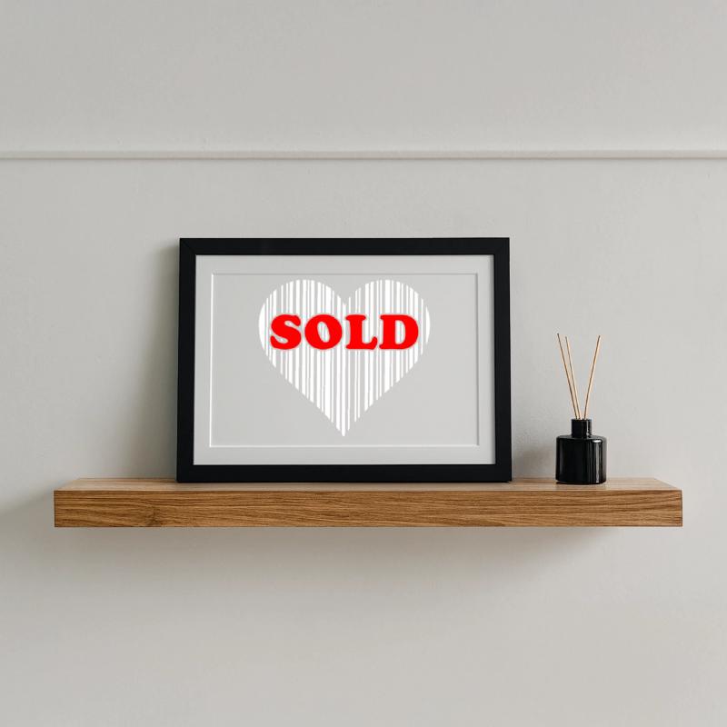 Herz Barcode Liebe – Sold Code Strichcode Geschenk Gerahmtes Poster (37 × 27 cm)