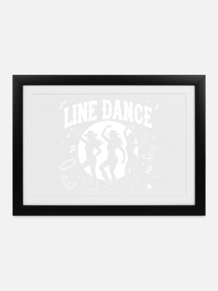 Line Dance Silhouetten Mondnacht - Gerahmtes Poster (37 × 27 cm) - Schwarz