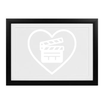 Heart Cinema – Movie Lover Design - Gerahmtes Poster (37 × 27 cm) - Schwarz - Vorne