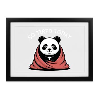 Panda Kuscheltraum unter Decke - Gerahmtes Poster (37 × 27 cm) - Schwarz - Vorne