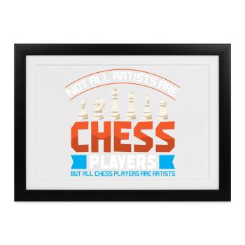 Schach Schachspieler Schachbrett - Gerahmtes Poster (37 × 27 cm) - Schwarz - Vorne