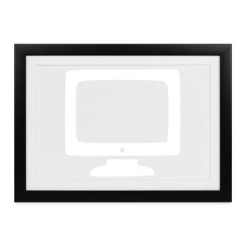 Retro Computer weiß Vintage 80er 90er Jahre - Gerahmtes Poster (37 × 27 cm) - Schwarz - Vorne