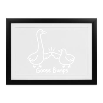 Linienzeichnung Gänseling Lustige Gänsehaut - Gerahmtes Poster (37 × 27 cm) - Schwarz - Vorne
