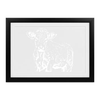 lustige Kuh Geschenk Bauern - Gerahmtes Poster (37 × 27 cm) - Schwarz - Vorne