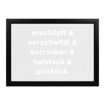 Festival Konzert betrunken Spaß Schrift - Gerahmtes Poster (37 × 27 cm) - Schwarz - Vorne