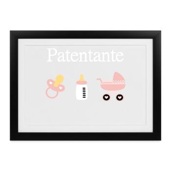 Patentante Geburt Mädchen Taufe - Gerahmtes Poster (37 × 27 cm) - Schwarz - Vorne