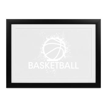 Basketball Symbol Explosion Symbol Sport Verein - Gerahmtes Poster (37 × 27 cm) - Schwarz - Vorne