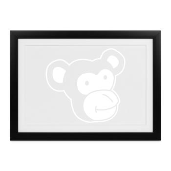 Niedlicher Affe – Dschungel & Tierfreund Design - Gerahmtes Poster (37 × 27 cm) - Schwarz - Vorne