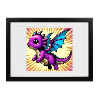 Drache - Gerahmtes Poster (37 × 27 cm) - Schwarz - Vorne