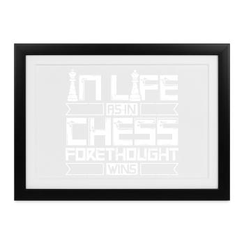 Schach Schachspieler Schachbrett - Gerahmtes Poster (37 × 27 cm) - Schwarz - Vorne