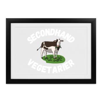 Secondhand Vegetarier Kuh - Gerahmtes Poster (37 × 27 cm) - Schwarz - Vorne