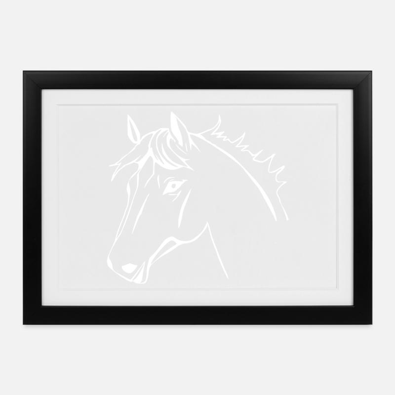 Chevaux T-shirt Cadeau Cavalier - Affiche encadrée (37 × 27 cm) - noir