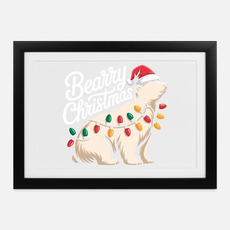 Bärenweihnachten-Weihnachts-Weihnachtsmann - Gerahmtes Poster (37 × 27 cm) - Schwarz
