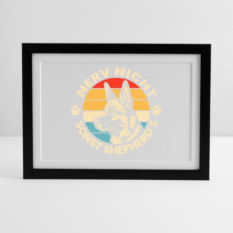 Schäferhund Geschenke Hund Herrchen Gassi Gerahmtes Poster (37 × 27 cm)