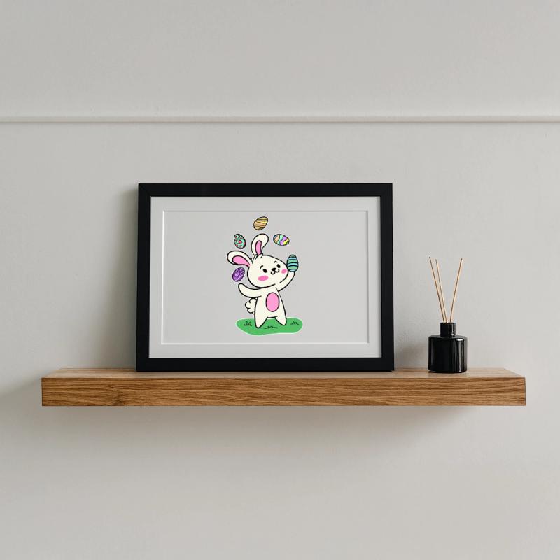 Easter bunny Easter bunny Easter eggs Happy Easter Framed poster (37 × 27 cm)