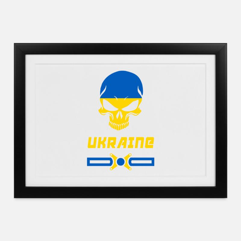 Ukraine Totenkopf Design / Geschenkidee - Gerahmtes Poster (37 × 27 cm) - Schwarz