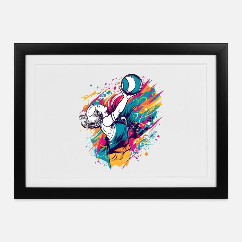 Volleyball - Gerahmtes Poster (37 × 27 cm) - Schwarz