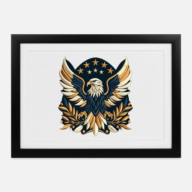 Aigle de la bannière étoilée - Affiche encadrée (37 × 27 cm) - noir
