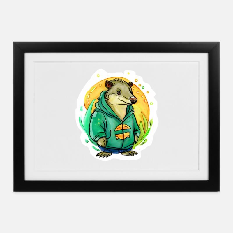 Kleine Wasser-Ratte - Gerahmtes Poster (37 × 27 cm) - Schwarz